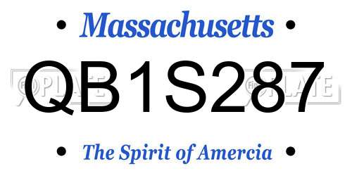 QB1S287 Massachusetts License Plate