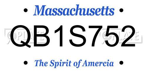 QB1S752 Massachusetts License Plate