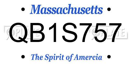 QB1S757 Massachusetts License Plate