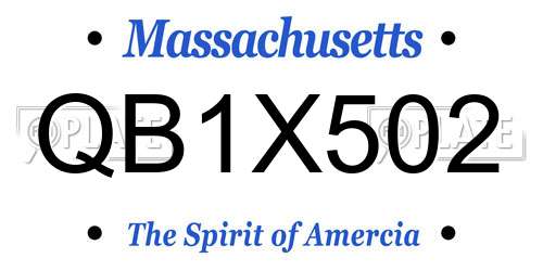 QB1X502 Massachusetts License Plate