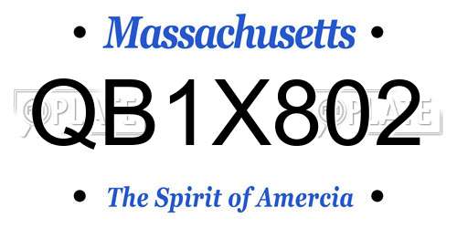 QB1X802 Massachusetts License Plate
