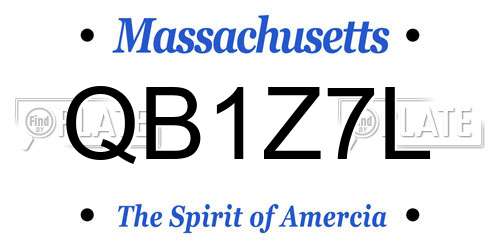 QB1Z7L Massachusetts License Plate