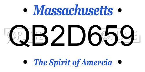 QB2D659 Massachusetts License Plate