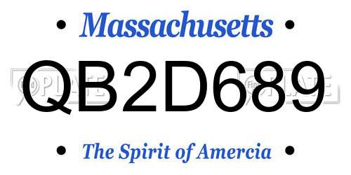 QB2D689 Massachusetts License Plate