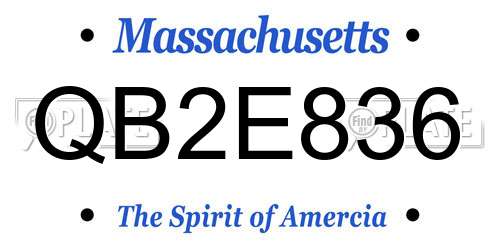 QB2E836 Massachusetts License Plate