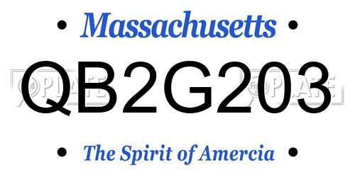 QB2G203 Massachusetts License Plate