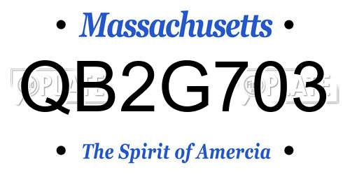 QB2G703 Massachusetts License Plate