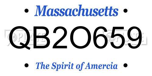 QB2O659 Massachusetts License Plate