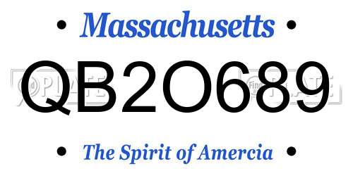 QB2O689 Massachusetts License Plate