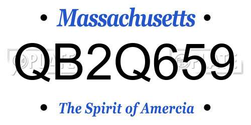QB2Q659 Massachusetts License Plate