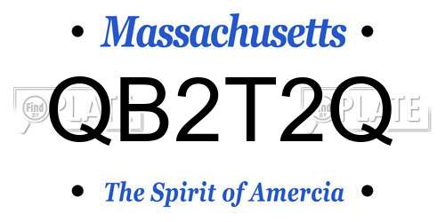 QB2T2Q Massachusetts License Plate