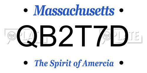 QB2T7D Massachusetts License Plate