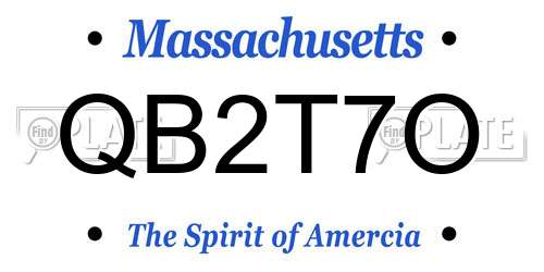 QB2T7O Massachusetts License Plate