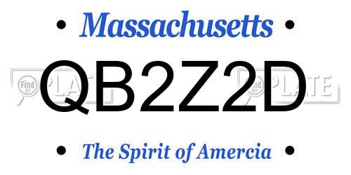 QB2Z2D Massachusetts License Plate