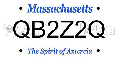 QB2Z2Q Massachusetts License Plate