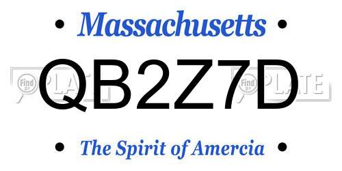QB2Z7D Massachusetts License Plate
