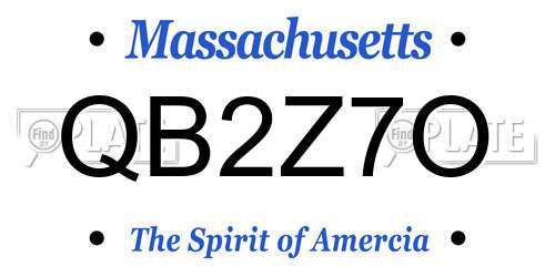 QB2Z7O Massachusetts License Plate