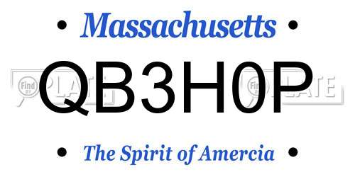 QB3H0P Massachusetts License Plate