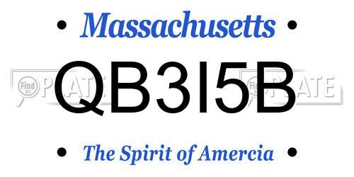 QB3I5B Massachusetts License Plate