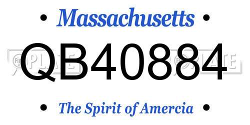 QB40884 Massachusetts License Plate