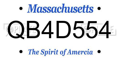 QB4D554 Massachusetts License Plate