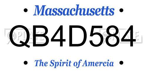 QB4D584 Massachusetts License Plate