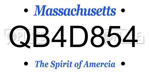 QB4D854 Massachusetts License Plate