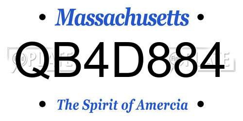 QB4D884 Massachusetts License Plate