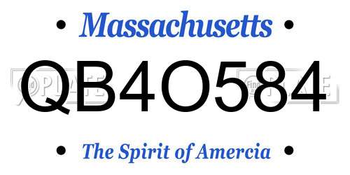 QB4O584 Massachusetts License Plate