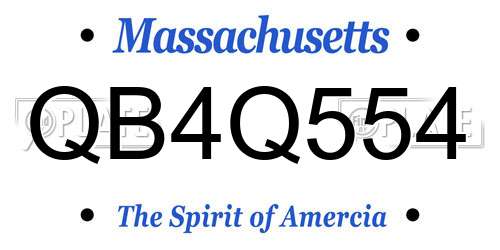 QB4Q554 Massachusetts License Plate