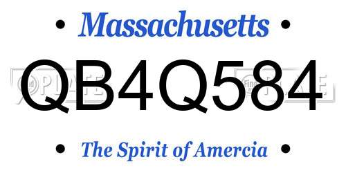 QB4Q584 Massachusetts License Plate