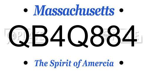 QB4Q884 Massachusetts License Plate