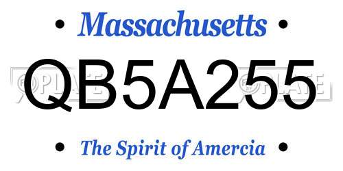 QB5A255 Massachusetts License Plate