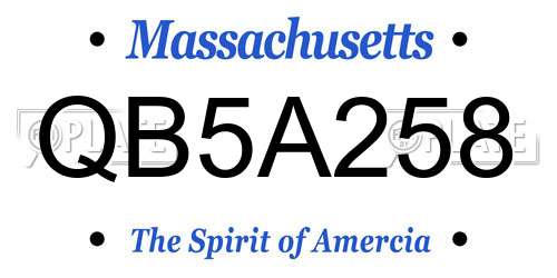 QB5A258 Massachusetts License Plate