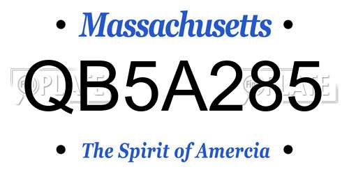 QB5A285 Massachusetts License Plate