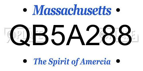 QB5A288 Massachusetts License Plate