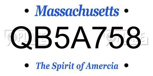 QB5A758 Massachusetts License Plate