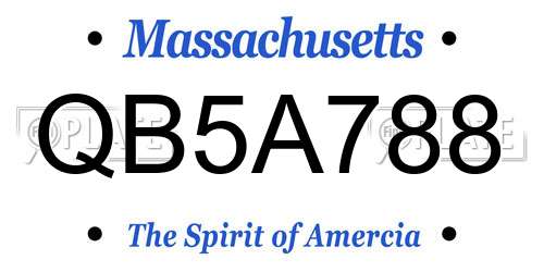 QB5A788 Massachusetts License Plate