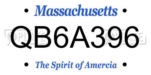 QB6A396 Massachusetts License Plate