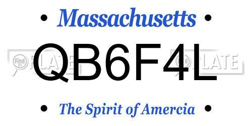 QB6F4L Massachusetts License Plate