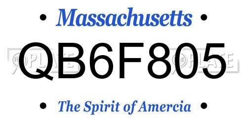 QB6F805 Massachusetts License Plate