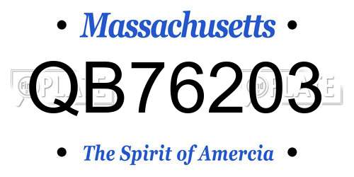 QB76203 Massachusetts License Plate