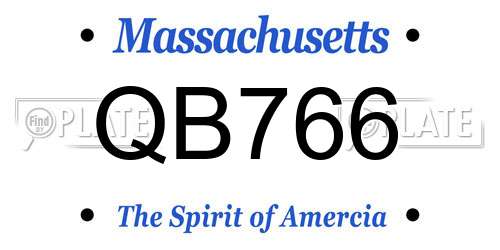 QB766 Massachusetts License Plate