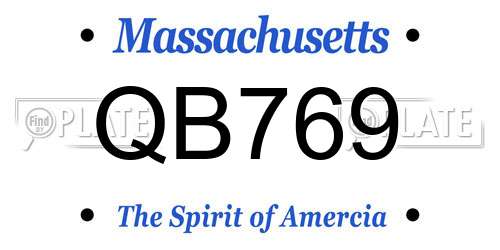 QB769 Massachusetts License Plate