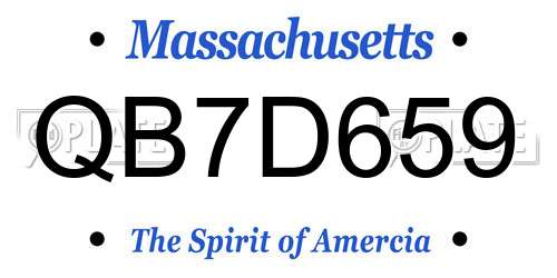 QB7D659 Massachusetts License Plate