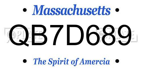 QB7D689 Massachusetts License Plate