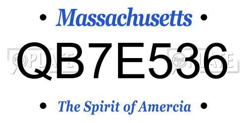 QB7E536 Massachusetts License Plate