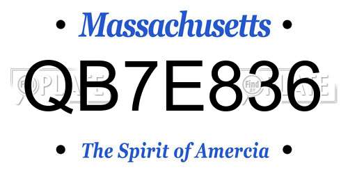 QB7E836 Massachusetts License Plate