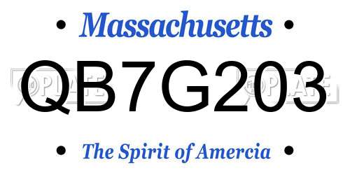 QB7G203 Massachusetts License Plate