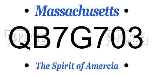QB7G703 Massachusetts License Plate